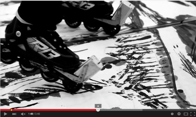 Haisu Tian paints gorgeous rolling hills and streams with rolling skates